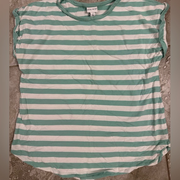 Ava & Viv Tops - AVA & VIV Women’s oversized short sleeve shirt |Size: Large | Color | teal/white